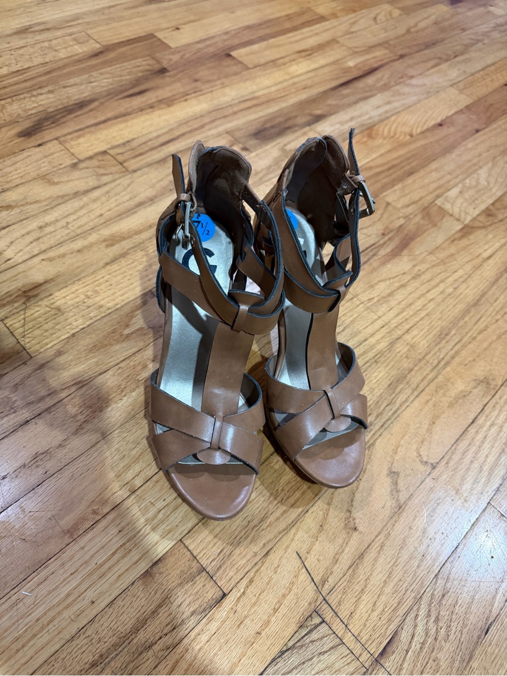G by Guess Brown Tan Strappy High Heel Sandals